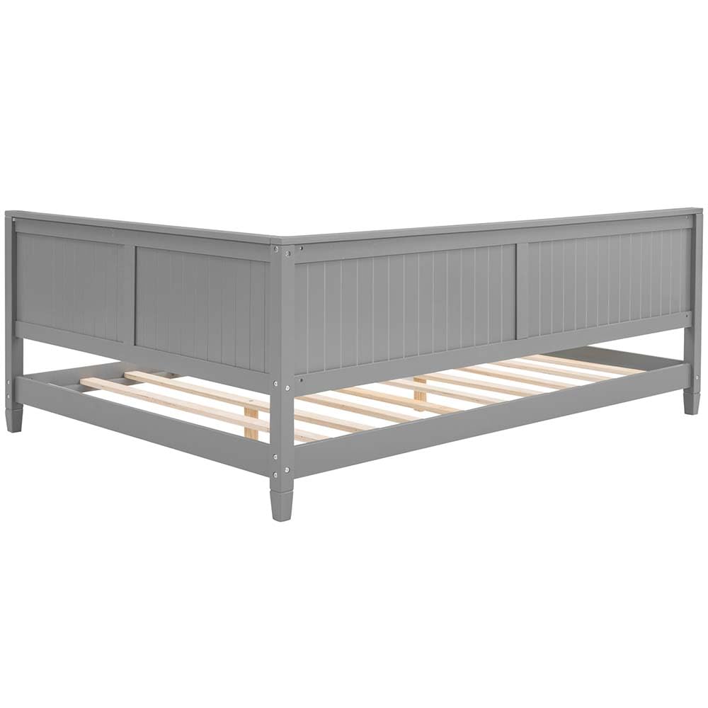 Anwick Wood Daybed Frame,Twin Bed Frames with Headboard and Back,Low Profile Day Bed with Solid Wood Slat Support for Toddlers,Kids,Teens,Adults,Easy Assemble (Twin, Grey)