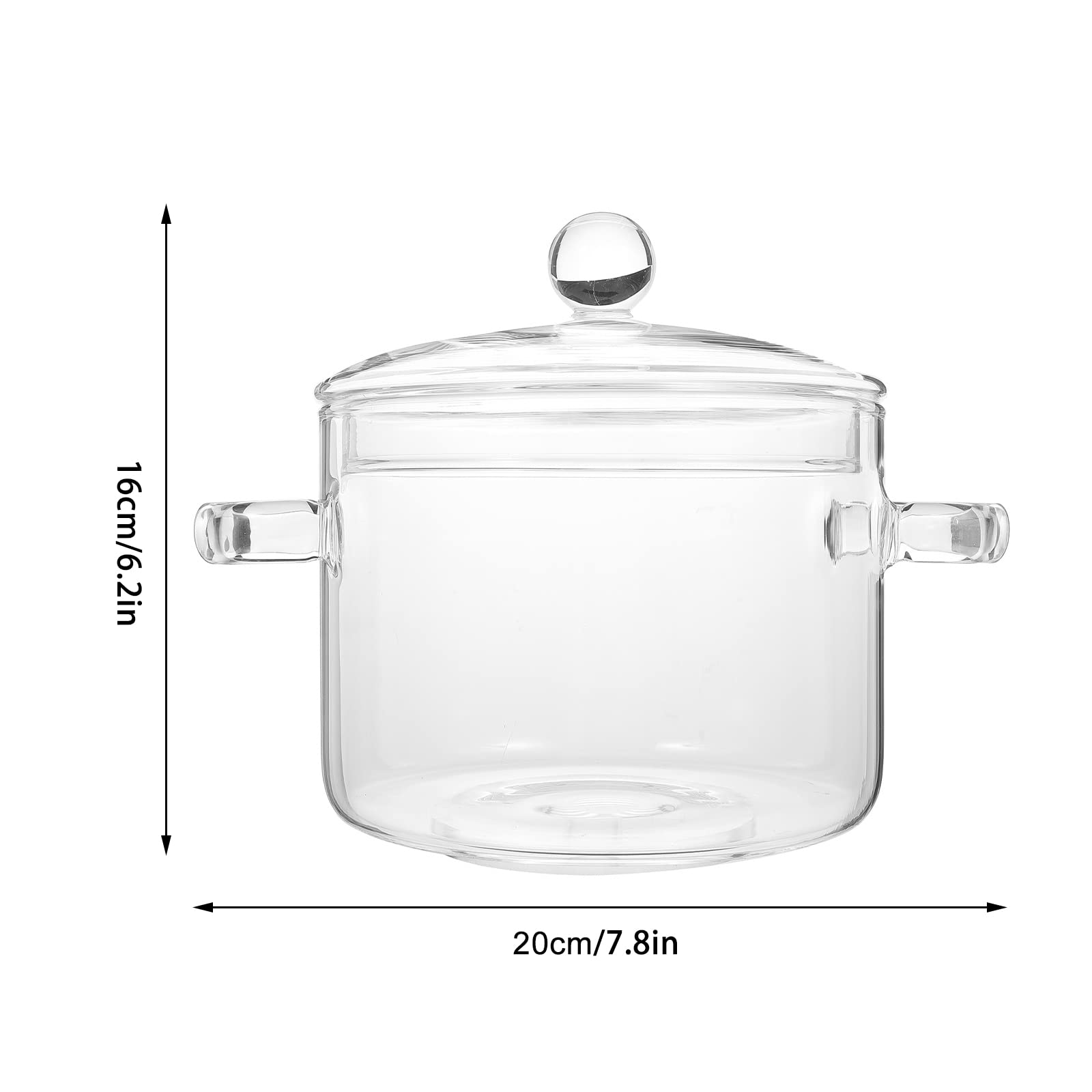 Clear Glass Simmer Pots for Cooking on Stove, Glass Stew Pot Glass Soup Pot With Lid Kitchen Stockpot Glass Cooking Pot Thickened Stock Pot Large Serving Bowl Simmer Pot for Stove (1.35L / 46 OZ)