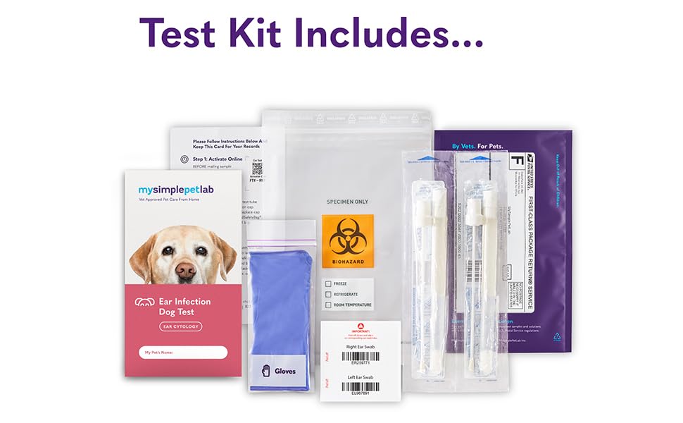 MySimplePetLab Dogs Ear Infection Test Kit | Fast and Accurate Detection of Yeast and Other Ear Irritations| Reliable Mail-in Dog Ear Care Test for Smelly, Itchy, or Sore Ears