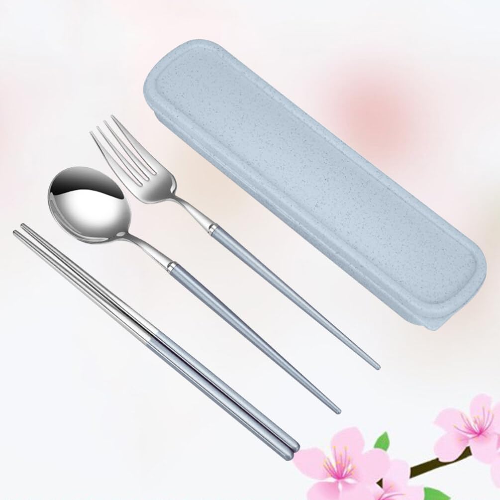 Sosoport 3 Pcs 304 Reusable Utensils Case Picnic Food Fork Rustproof Dinnerware Reusable Flatware Silverware Chopsticks Spoon Fork Silverware Cutlery Camping Cutlery Student Steak Portugal