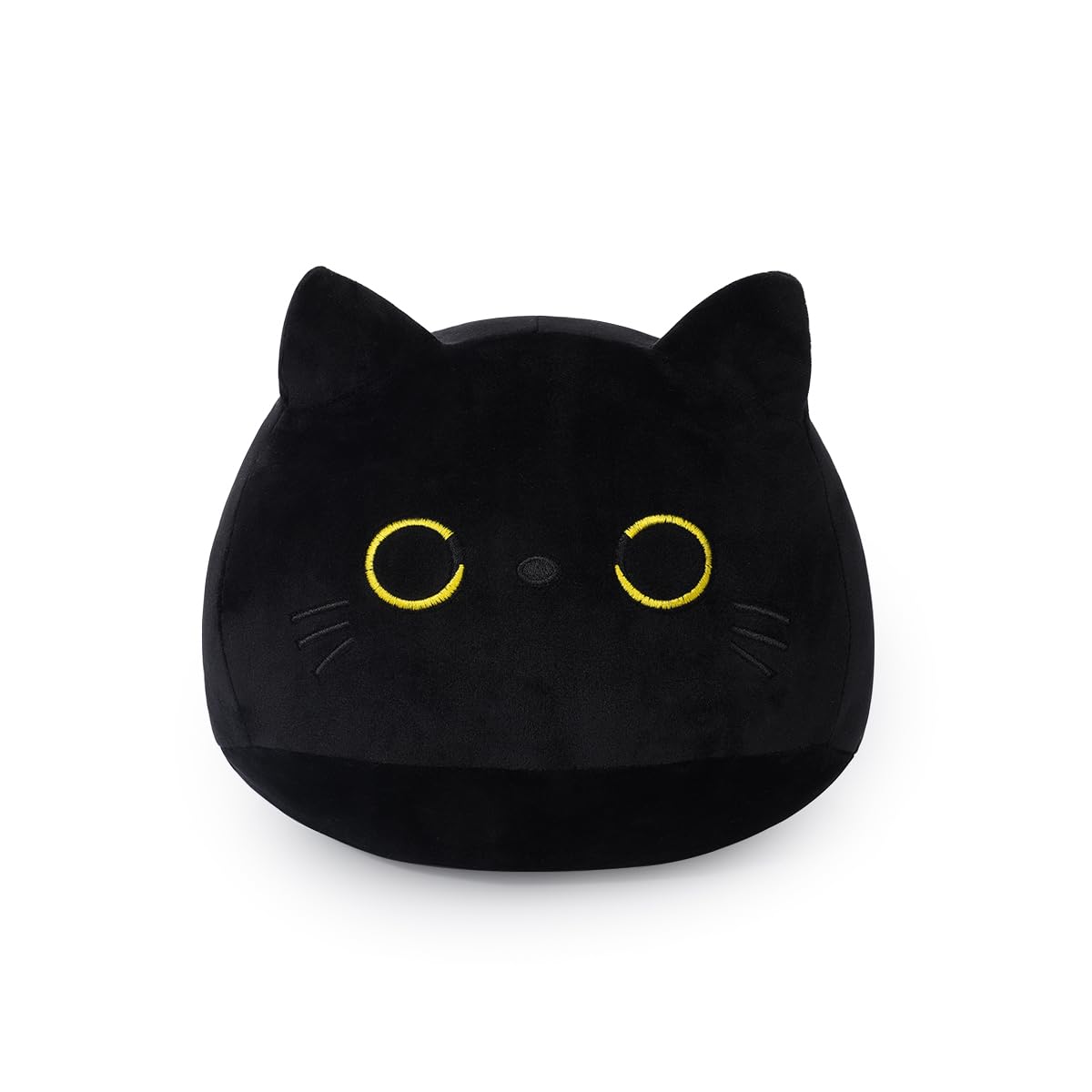 Alayger Black Cat Plush Pillow 7" Black Kitten Stuffed Animals, Soft Kawaii Plushies Hugging Cat Plush Toy for Kids