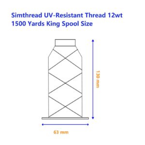 UV Resistant - Heavy Duty Outdoor Thread for Hand or Machine Sewing - Simthread 100% Polyester Bonded Thread Tex 69 (12wt) - 1500 Yards NP-Black