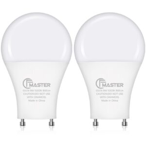 jiangsiling gu24 led light bulb, 9w(60w equivalent), 5000k daylight, a19 shape gu24 light bulb, 800 lumens gu24 led bulbs, cri 85, non-dimmable etl listed(2-pack)