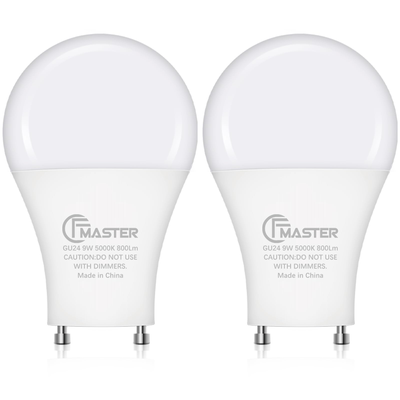 JIANGSILING GU24 Led Light Bulb, 9W(60W Equivalent), 5000K Daylight, A19 Shape GU24 Light Bulb, 800 Lumens GU24 Led Bulbs, CRI 85, Non-Dimmable ETL Listed(2-Pack)