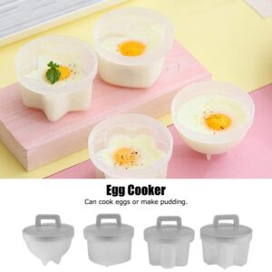 Boiled Egg Maker, 4Pcs Plastic Egg Cooker Boiler Pudding Mold with Oil Brush, Non‑stick Boiled Egg Cooker, Poached Egg Cups, Fast Poaching Egg for Breakfast, Eggs Kitchen Gadgets(gray)