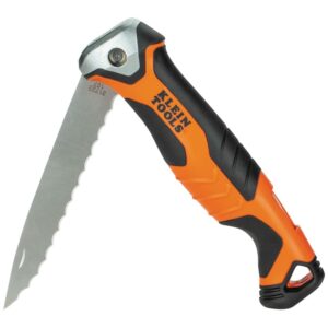 Klein Tools 31733 Insulation Knife, Cuts Foam and Fiberglass with Serrated Stainless Steel Folding Blade and Lockback Mechanism