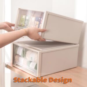 Yishyfier Stackable Plastic Storage Drawer Organizer with Clear Doors for Pantry,Bedroom,Closet,Desk,Home and Office De-Clutter,Store Under-Sink,Shoes and Crafts,Hallway,Entryway,Under Bed (3M+3S)