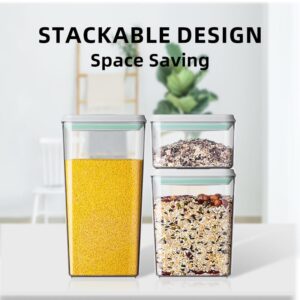 Ankou Pop Airtight Food Storage Containers with Lids- 3 Pcs Stackable One Button Opening Food Containers, Kitchen Pantry Storage Containers for Snacks Candy Salt Herbs Spices BPA-Free (1.2 QT * 3)