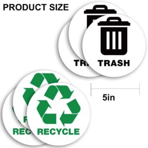 YOWPEY 6pcs Trash Recycle Stickers Recycle Stickers for Trash Can 5x5 in Trash Sign Decals Self Adhesive Recycling Sticker for Kitchen Necessity Home Essentials Office Work