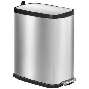 irisvo small bathroom trash can with air freshener soft close lid, 6l/1.6 gal slim stainless steel trash can, step pedal garbage can with removable inner bucket for bathroom, bedroom, toilet（silver）