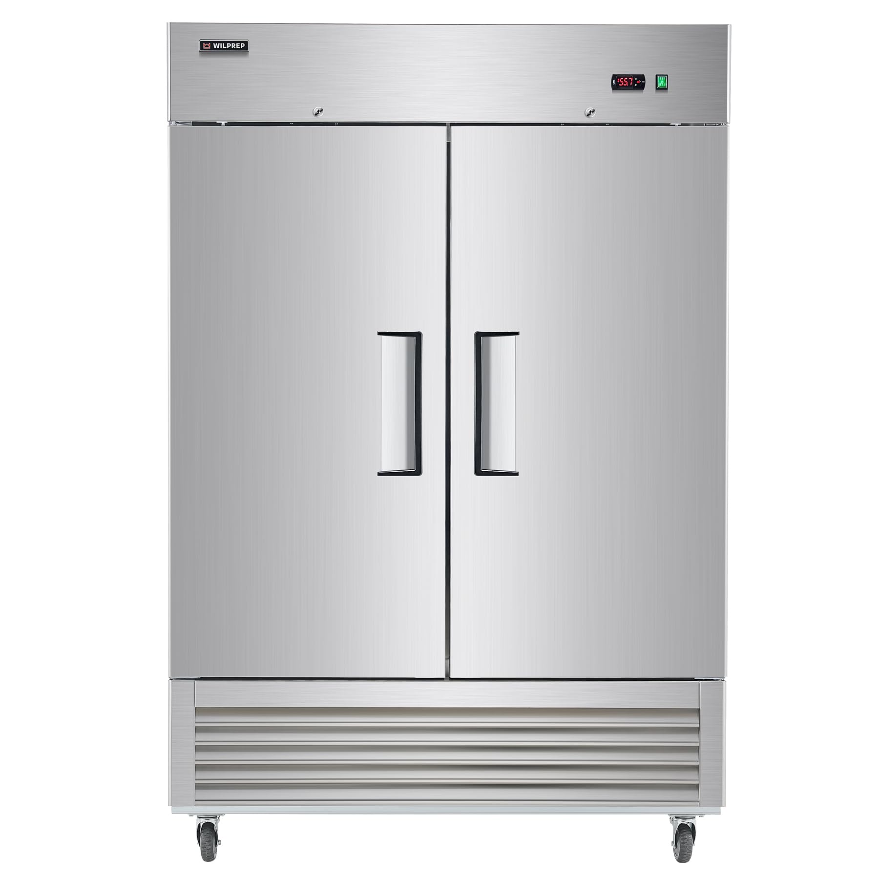 Wilprep Commercial Refrigerator, 54" 2 Solid Door Commercial Fridge with 42 cu. ft. Cap, Reach in Side by Side Refrigerator with Air Cooling Adjustable Shelves for Restaurant Kitchen