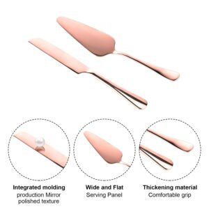 2pcs Wedding Cake Knife Set, Stainless Steel Cake Cutting Set Cake Cutter Set Wedding Cake Knife and Server Set for Party Birthday Celebration (Rose Gold)