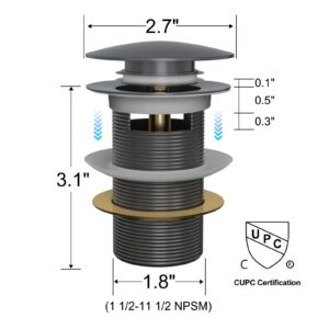 Fibetter Pop-up Drain for Freestanding Tub, Free Standing Bathtub Drain Stopper Kit for Tub Drains with Overflow, CUPC Certification (Space Gray)