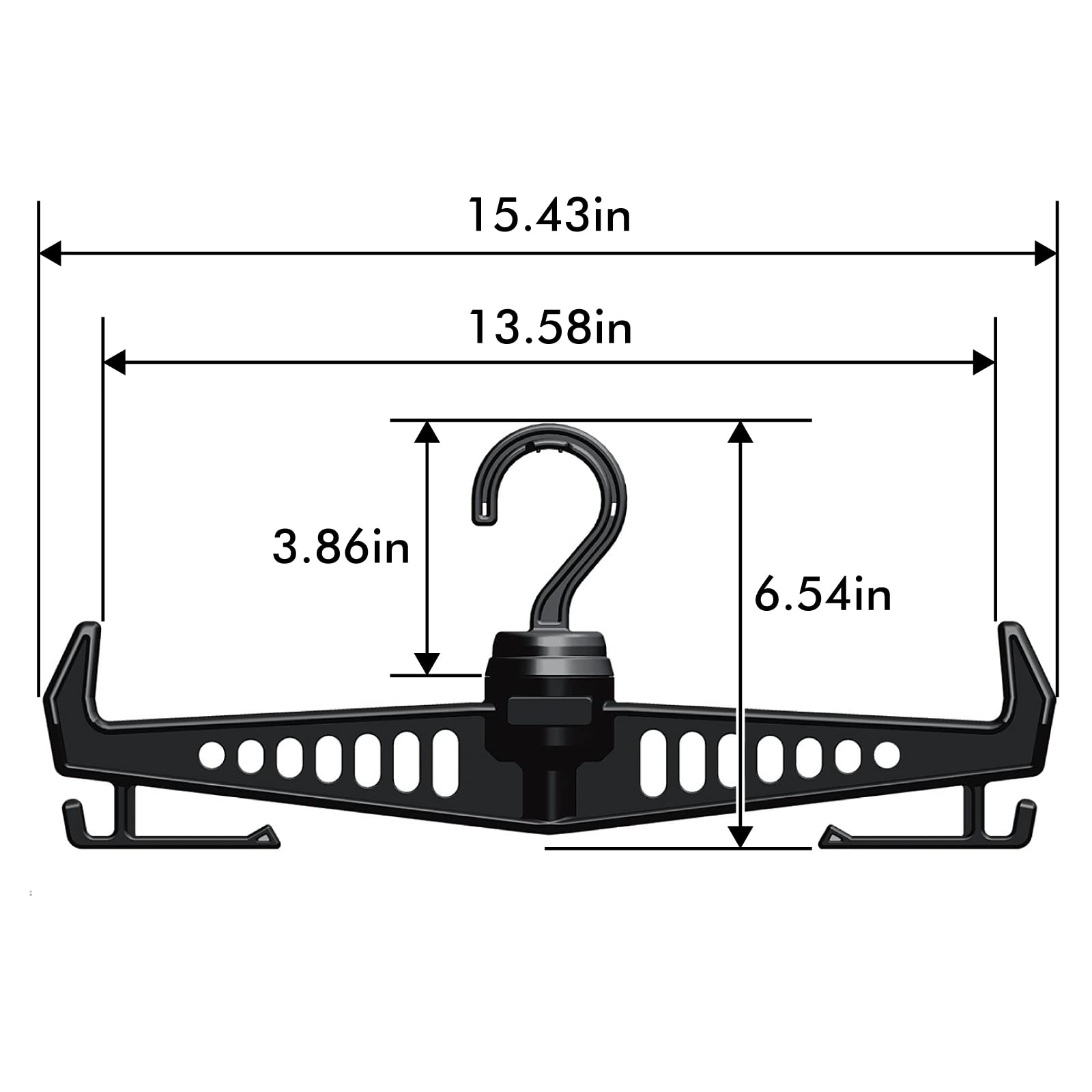 TRANSWARPS Heavy Duty Hanger for Tactical Gear Vest W/ 360°Rotatable Hook | Multipurpose Standard Plastic Hangers for Body Armor,Police,Military Gear,Scuba Diving, Survival Equipment (Black)