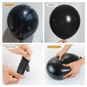 OWPFJG 156pcs Black Balloons Different Sizes 36 18 12 10 5 Inch for Garland Arch,Black latex Balloons for Birthday Graduation Wedding Hoiday Party Decoration(2 Black Ribbons)