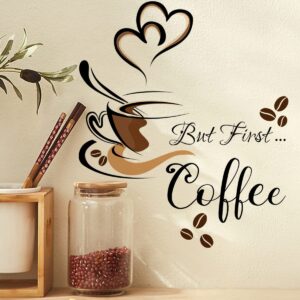 iMagitek Black Coffee Wall Decals Peel and Stick Coffee Tea Cup Latte Art Wall Stickers Coffee Signs for Coffee Bar Cafe Pub