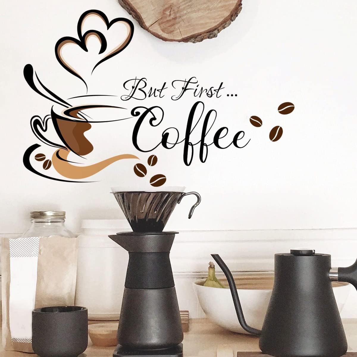 iMagitek Black Coffee Wall Decals Peel and Stick Coffee Tea Cup Latte Art Wall Stickers Coffee Signs for Coffee Bar Cafe Pub