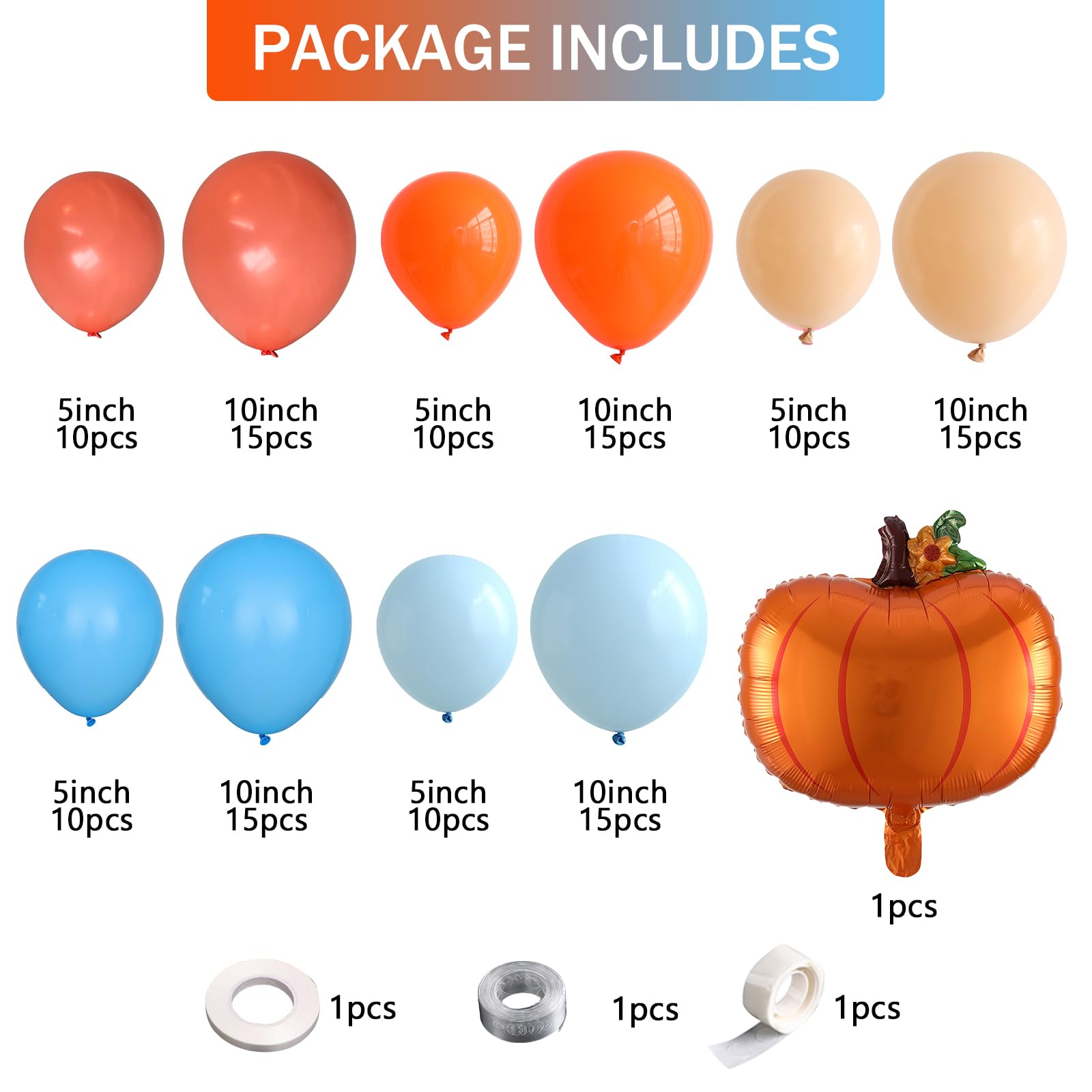 Blue Little Pumpkin Balloon Garland Kit with Orange Pumpkin Balloon for Little Pumpkin Birthday Fall Baby Shower Little Pumpkin Party Decoration