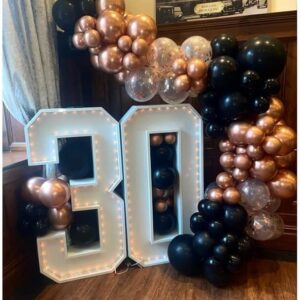 Rose Gold and Black Balloon Arch Kit, ADOINBY 140Pcs Metallic Rose Gold Black Balloon 18 12 10 5 Inch Different Size Balloons for Birthday Party Bridal Shower Wedding Engagement Anniversary Decoration