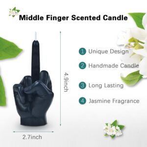 Middle Finger Scented Candle Jasmine Aromatherapy Candles Christmas Finger Decor Hand Gesture Statue Fragrance Middle Finger Candle Long Lasting Scented Candle Gift for Black Bedroom Home Room Decor