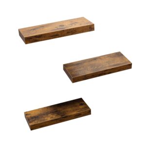 ahdecor floating shelves, stylish rustic wooden wall shelves with invisible brackets, versatile wall mounted storage shelves for home and office decor, set of 3