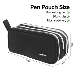 Large Capacity Pencil Case, Expandable Zipper Pencil Pouches, 3 Compartments Canvas Pencil Box, Cute Pencil Pouch, Ortable Stationery Pen Bag for Work And Study