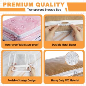 Clear Zippered Storage Bags 6 Packs Plastic Storage Bags Sweater Storage Bags with Zipper Clothing Storage Bags Organizer for Blankets Linen Bed Sheet Quilt Clothes Pillow (15.7 x 13.8 x 3.9 Inch)