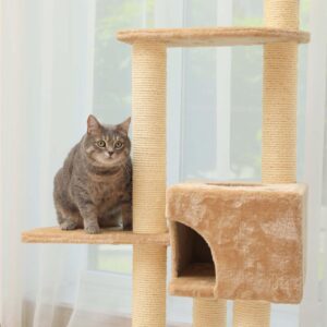 2 Pack Wall Mounted Cat Scratching Post 3 in1 Cage Wall Mounted Rope Cat Scratcher Post Replacement Cat Claw Scratcher Tree for Indoor Cats or Kittens Cat Wall Shelves Climbing Furniture (Sisal)