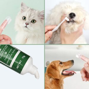 Ylucky Pet Toothbrush Toothpaste Kit Dog Teeth Cleaning Cat Teeth Cleaning Dental Care Kit Pet Finger Toothbrush, Reduce Plaque & Tartar Buildup, Beef Flavor