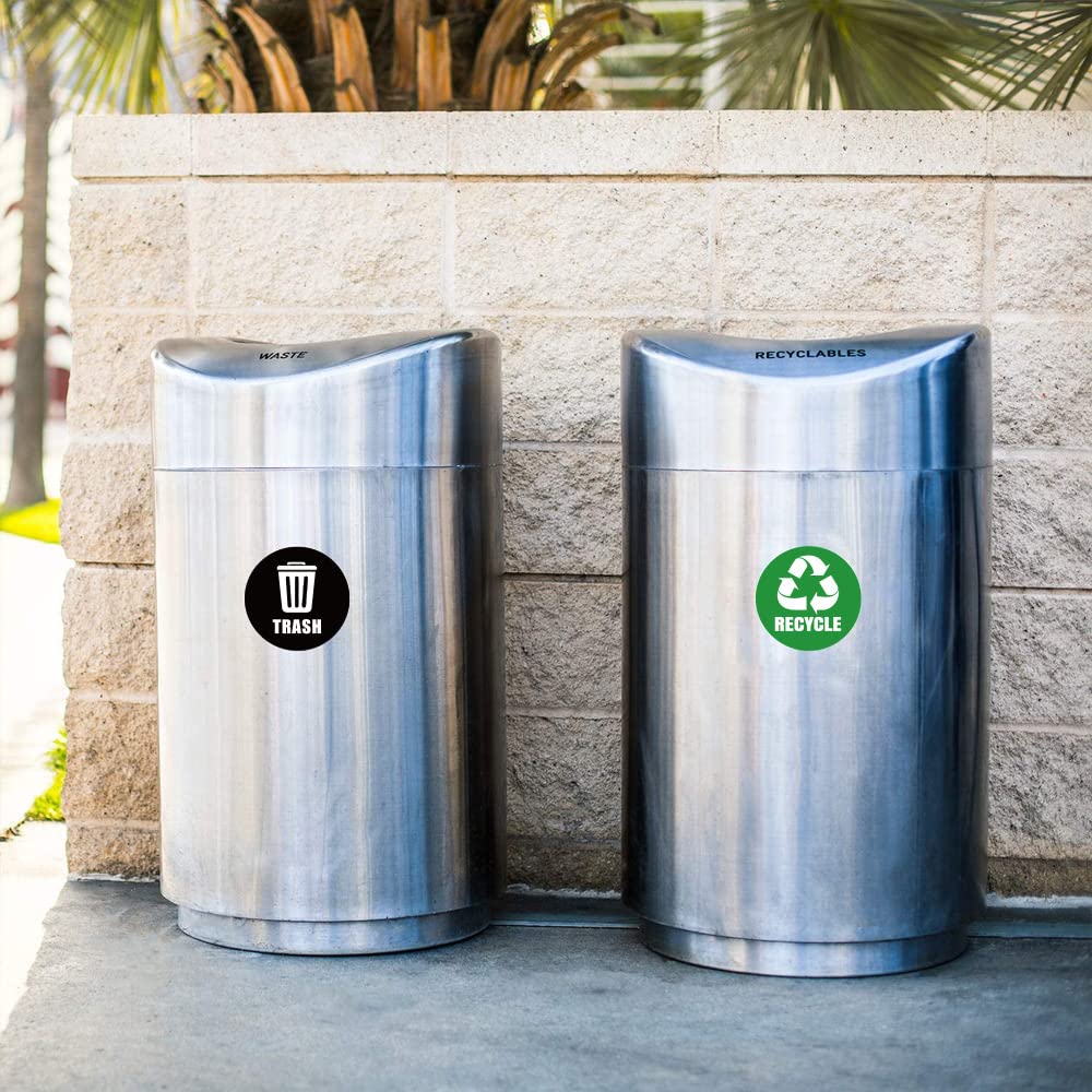 18pcs 5 INCH Bins Recycling Stickers Garbage Classification Label Large Garbage Can Recycle Stickers Waste Bin Decals Garbage Classification Bin Reminding Stickers Sorting Sticker Label Stickers