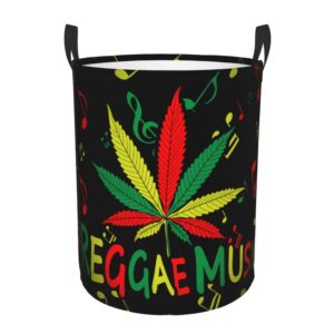 lightweight laundry hamper compatible with rasta flag weedleaf reggae music laundry basket, large fabric collapsible clothes hamper easy carrying with handles for boys girls bedroom nursery