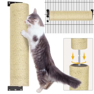 2 pack wall mounted cat scratching post 3 in1 cage wall mounted rope cat scratcher post replacement cat claw scratcher tree for indoor cats or kittens cat wall shelves climbing furniture (sisal)