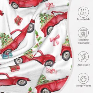 Blanket Red Truck and Christmas Tree, Soft Warm Lightweight Throw Blanket, for Boys & Girls - 40"x50" Soft Fleece Blankets