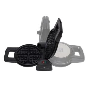 West Bend Belgian Waffle Maker, Makes 7-Inch Waffles, 180-Degree Flip with PTFE-Free Non-Stick Plates, Vertical Storage and Non-Skid Rubber Feet, 1000-Watts, Black