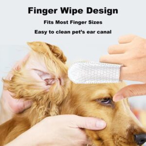 2 Pack Dog Ear Finger Wipes, Dog Ear Cleaner, Grooming Kit Care for Dogs and Cats, Soft & Easy Otic Cleaning Pads, Gently Remove Ear Wax, Dirt & Odor