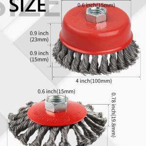 Alffun 4" Wire Wheel Cup Brush for Angle Grinder, 3 Pack Coarse Twisted Knotted Wire Wheel for 4 1/2 Angle Grinder, 5/8 Inch-11 Threaded Arbor for Heavy Cleaning Rust, Stripping and Abrasive