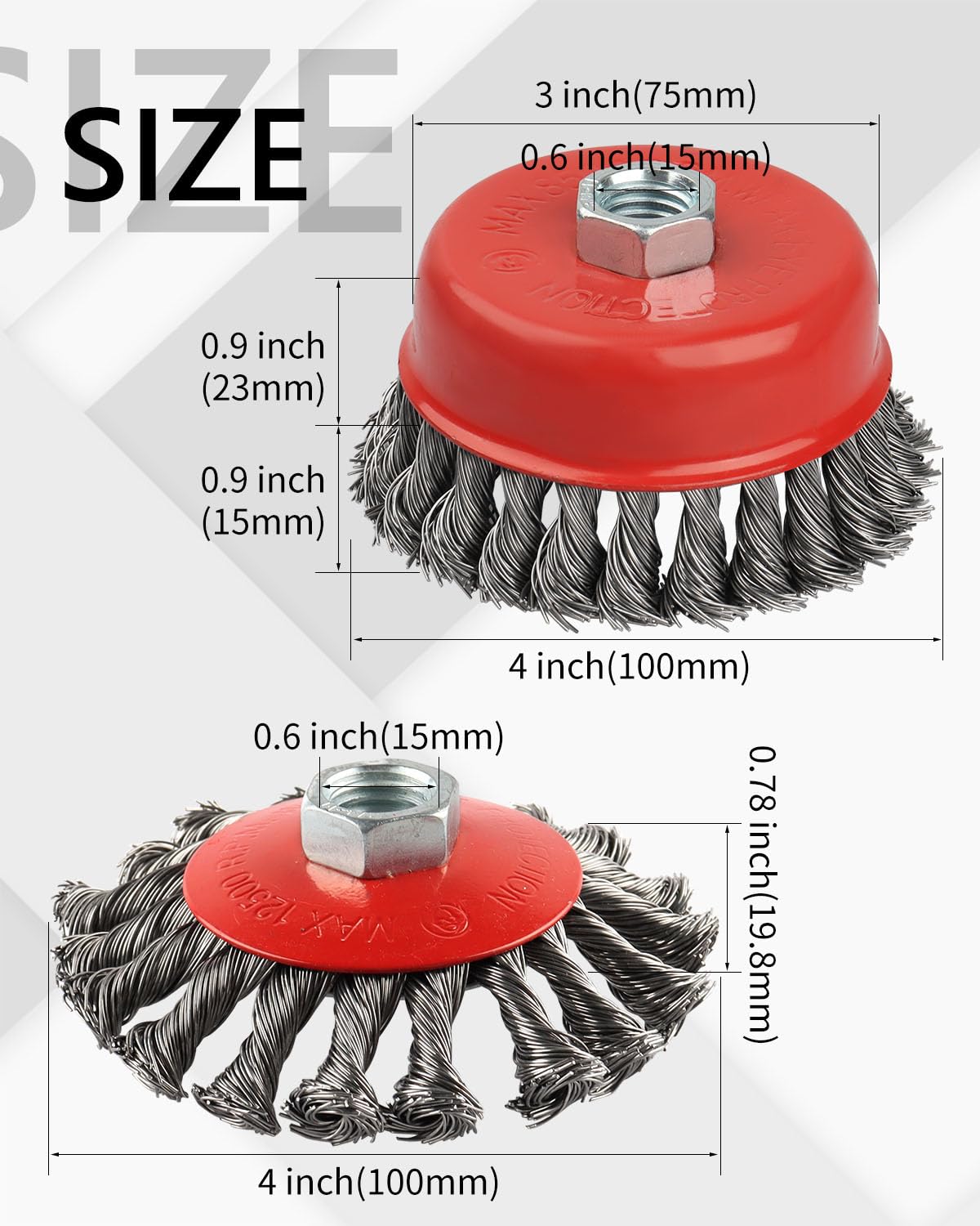 Alffun 4" Wire Wheel Cup Brush for Angle Grinder, 3 Pack Coarse Twisted Knotted Wire Wheel for 4 1/2 Angle Grinder, 5/8 Inch-11 Threaded Arbor for Heavy Cleaning Rust, Stripping and Abrasive