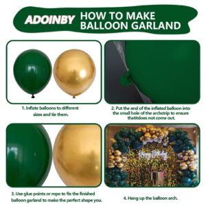 ADOINBY Green and Gold Balloon Arch Kit, 140Pcs Emerald Forest Hunter Dark Green Metallic Gold Balloon Garland Kit for Wedding, Engagements, Birthday, Baby Shower, Anniversary Party Decorations