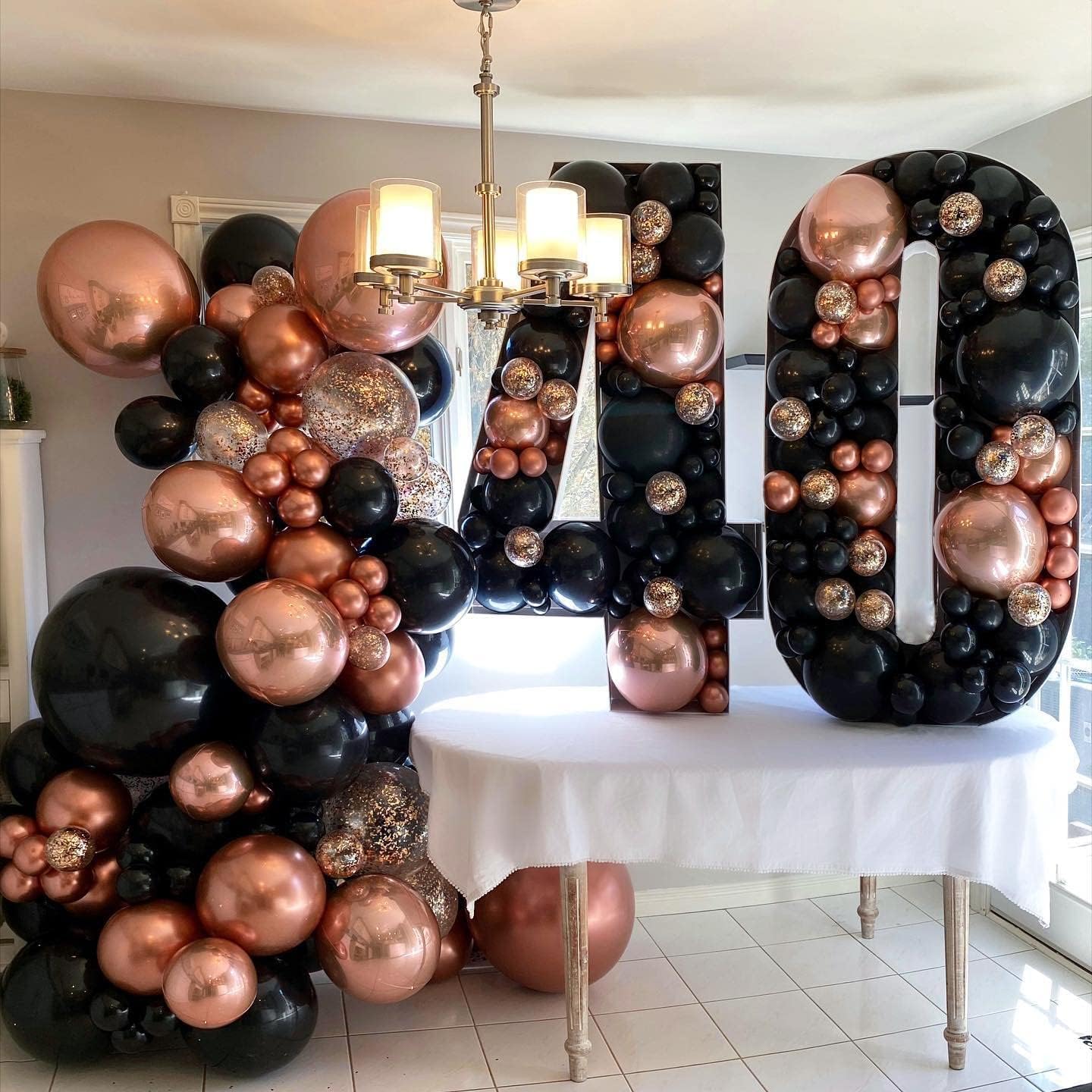 Rose Gold and Black Balloon Arch Kit, ADOINBY 140Pcs Metallic Rose Gold Black Balloon 18 12 10 5 Inch Different Size Balloons for Birthday Party Bridal Shower Wedding Engagement Anniversary Decoration