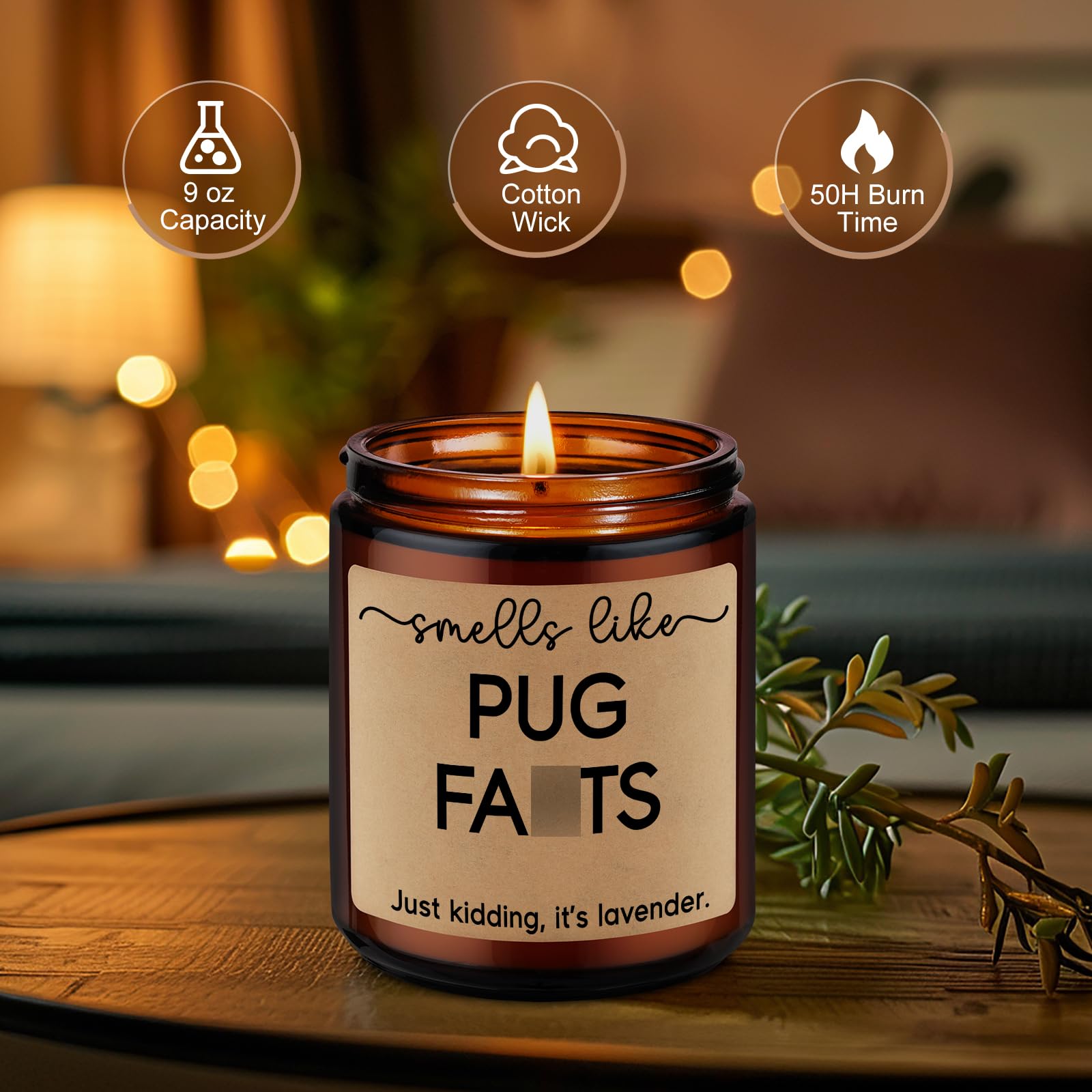 LEADO Scented Candles - Pug Gifts for Women, Men - Pug Mom Gifts, Pug Gifts for Pug Lovers, Pug Owner Gifts - Funny Pug Gifts, Christmas, Birthday Gifts for Dog Lovers, Dog Mom, Dog Dad Gifts