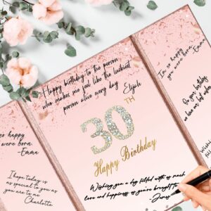 Crenics Rose Gold 30th Birthday Decorations, Creative 30th Birthday Guest Sign in Book Alternative, Large 30th Birthday Signature Book 12" x 18", Great 30 Years Old Birthday Gifts for Women