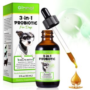 3 in 1probiotics for dogs,dog probiotics and digestive enzymes,dog digestive health gut, immune bowel support, reduce diarrhea, dog probiotics supplements for all ages and breeds dogs 60ml