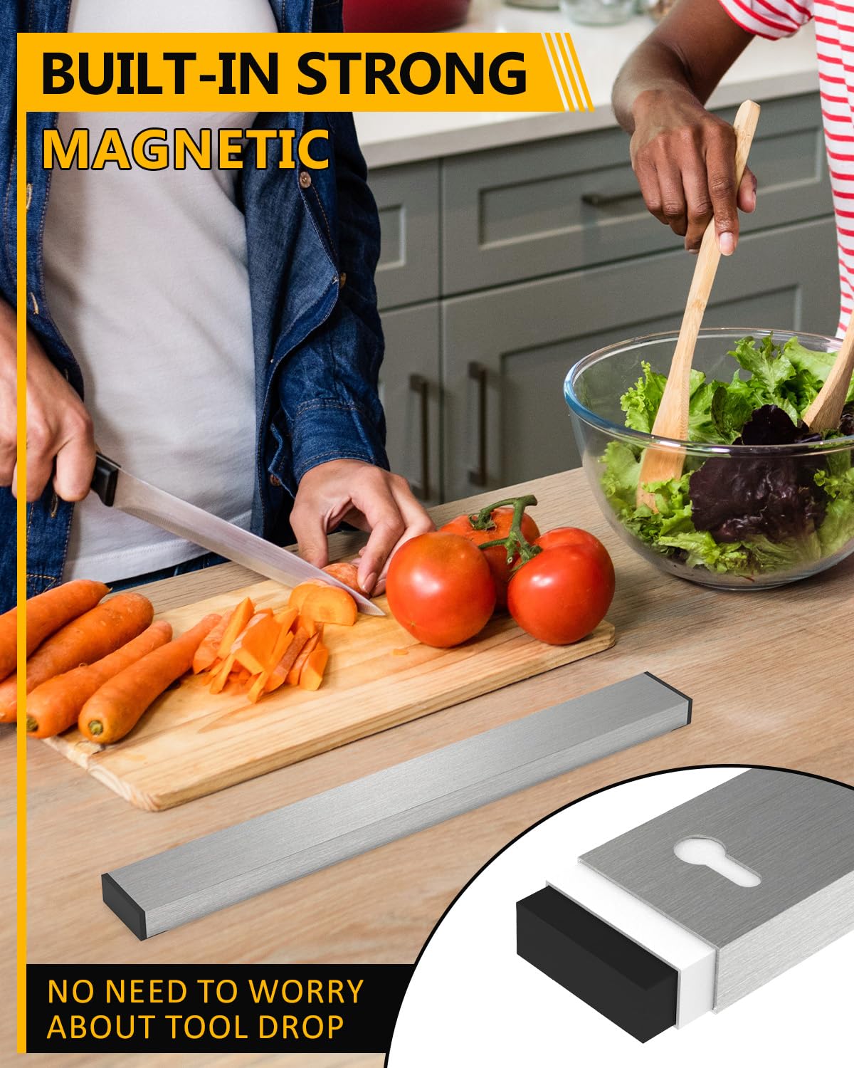 Magnetic Knife Holder 1 Pcs 16In Premium Stainless Steel Magnetic Knife Strip Heavy Duty Magnet Strip for Knives