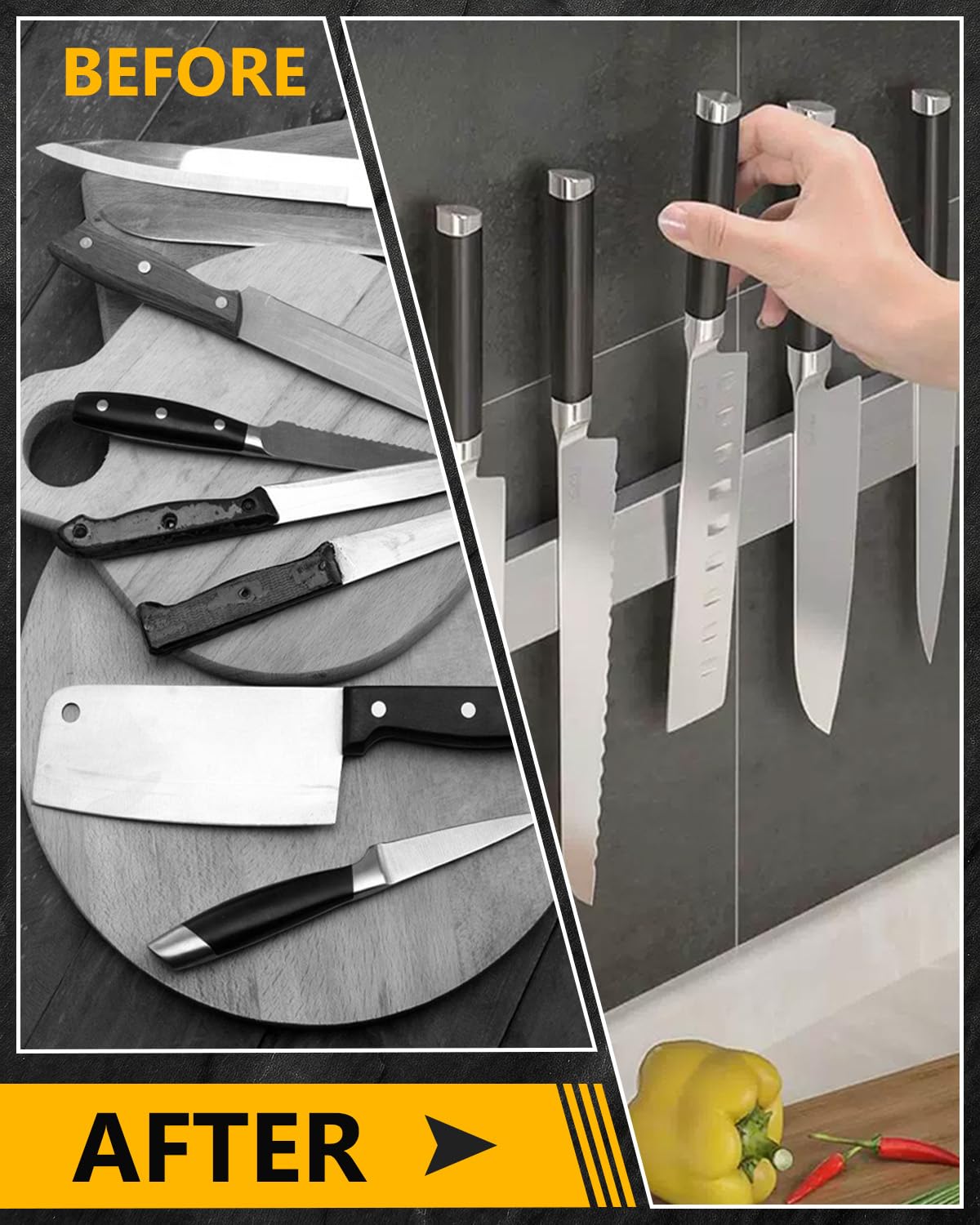 Magnetic Knife Holder 1 Pcs 16In Premium Stainless Steel Magnetic Knife Strip Heavy Duty Magnet Strip for Knives