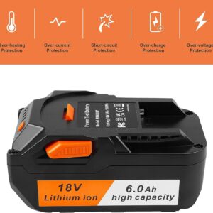 ARyee 18V 6000mAh Battery Replacement Compatible with RIDGID 18V Drill R840087 R840083 R840086 R840085 R840084 Cordless Tools Lithium Ion Battery, 2 Pack