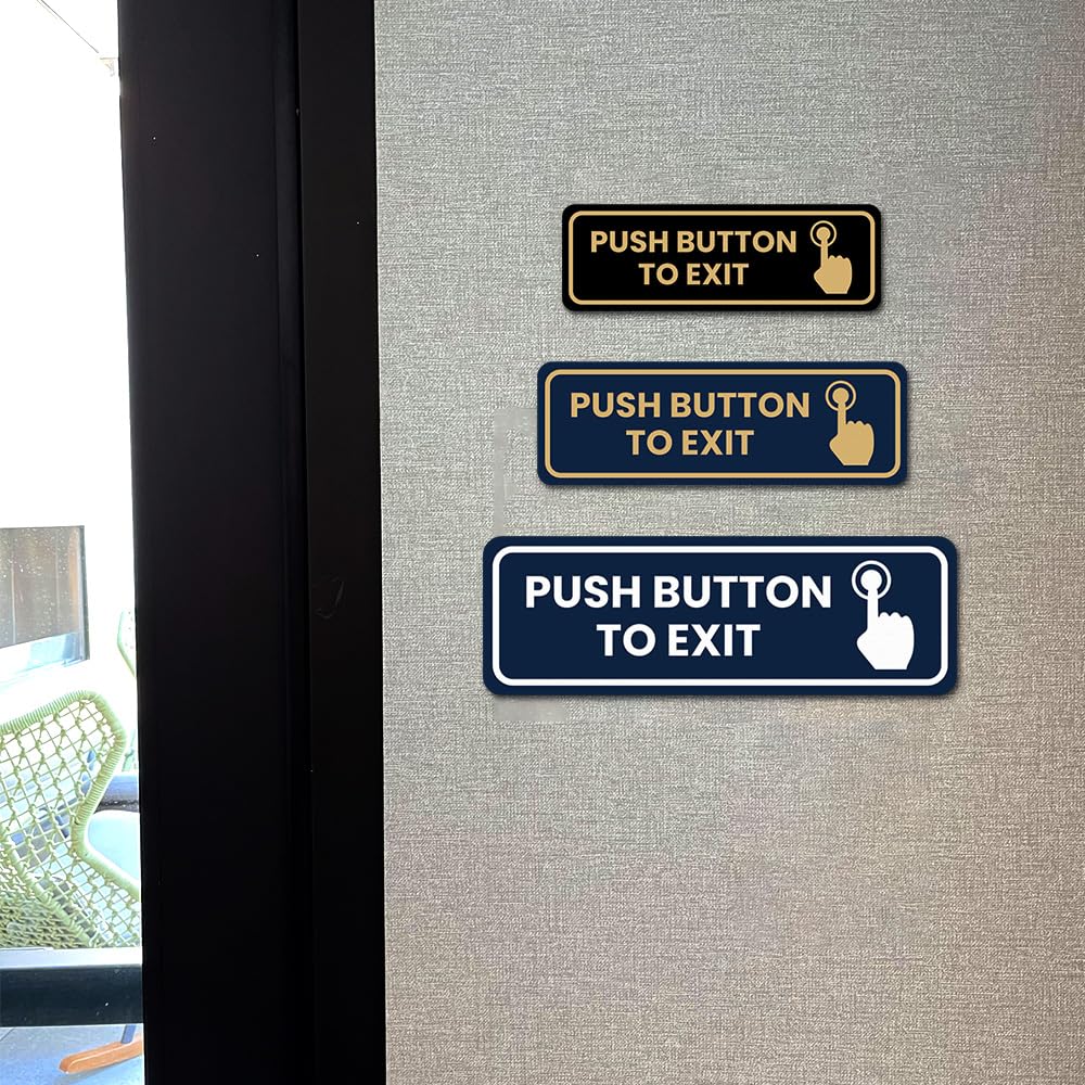 Signs ByLITA Standard Push Button To Exit Door or Wall Sign (Red) - Small