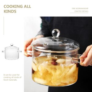 Clear Glass Simmer Pots for Cooking on Stove, Glass Stew Pot Glass Soup Pot With Lid Kitchen Stockpot Glass Cooking Pot Thickened Stock Pot Large Serving Bowl Simmer Pot for Stove (1.35L / 46 OZ)