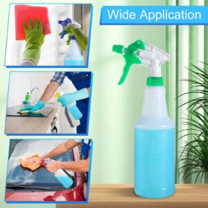 Eaasty 12 Pack Plastic Spray Bottles 25 oz Leak Proof Mist Spraying Bottles Safe Squirt Bottle Refillable with Adjustable Head and Measurements for Bleach Rubbing Cleaning (Red, Blue, Yellow, Green)