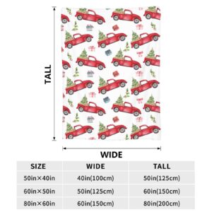 Blanket Red Truck and Christmas Tree, Soft Warm Lightweight Throw Blanket, for Boys & Girls - 40"x50" Soft Fleece Blankets