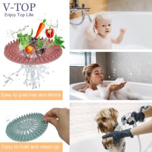 Shower Drain Hair Catcher Tub Stopper, V-TOP Drain Cover for Shower to Catcher Hair, Silicone Bathtub Drain Plug Suit for Bathroom Kitchen and Laundry, 4 Pack